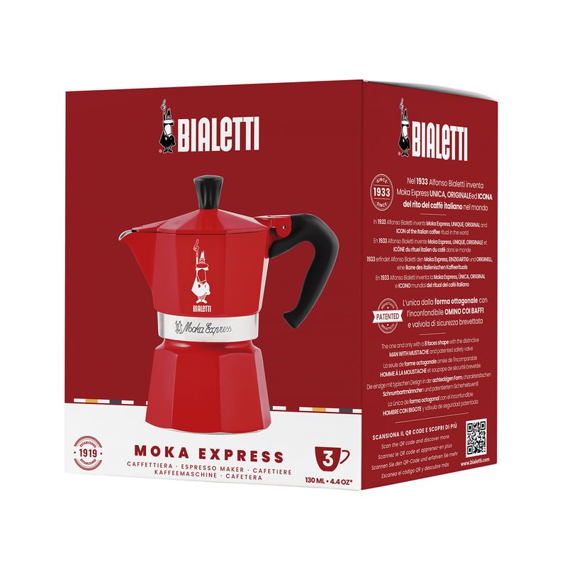 Kafetiera BIALETTI MOKA EXPRESS, 3tz, Rdeča - NUTCRACKER